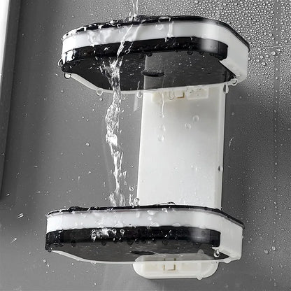 Double-Layer Wall-Mounted Soap Dish with Drain & Sponge Holder – Punch-Free Plastic Bathroom Organizer with Strong Adhesive