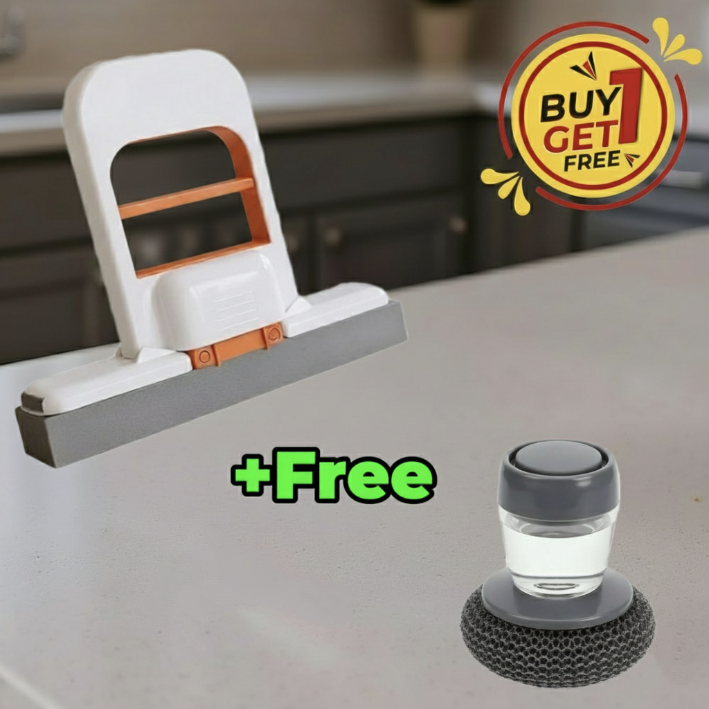 Multi Functional Mini Mop + Free Cleaning Brush With Liquid Soap Dispenser