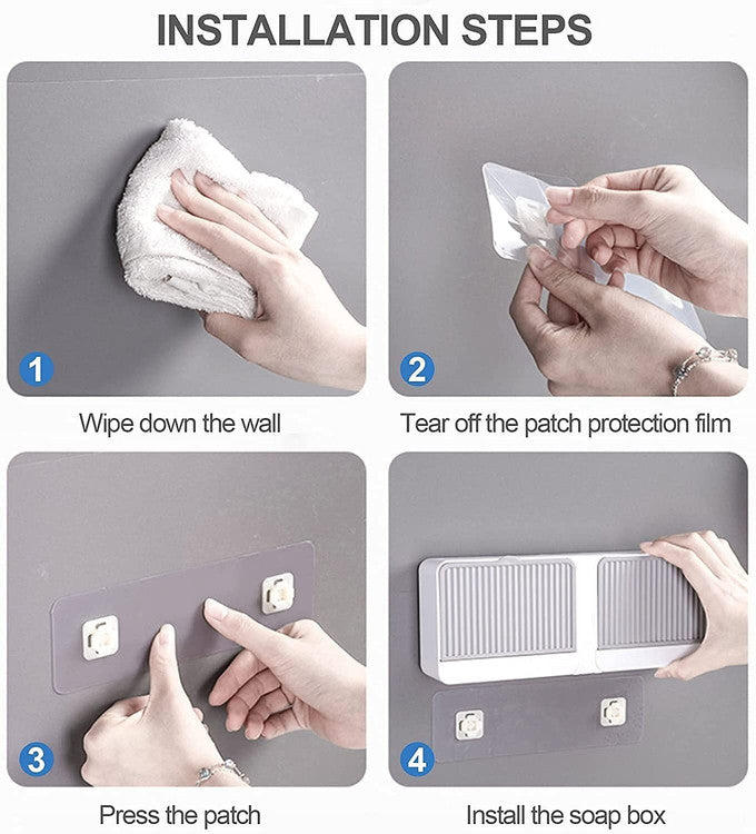 No-Drilling Clamshell soap Box Wall-Mounted with Cover Double Grid-Asphalt Toilet Laundry soap New Box soap Box